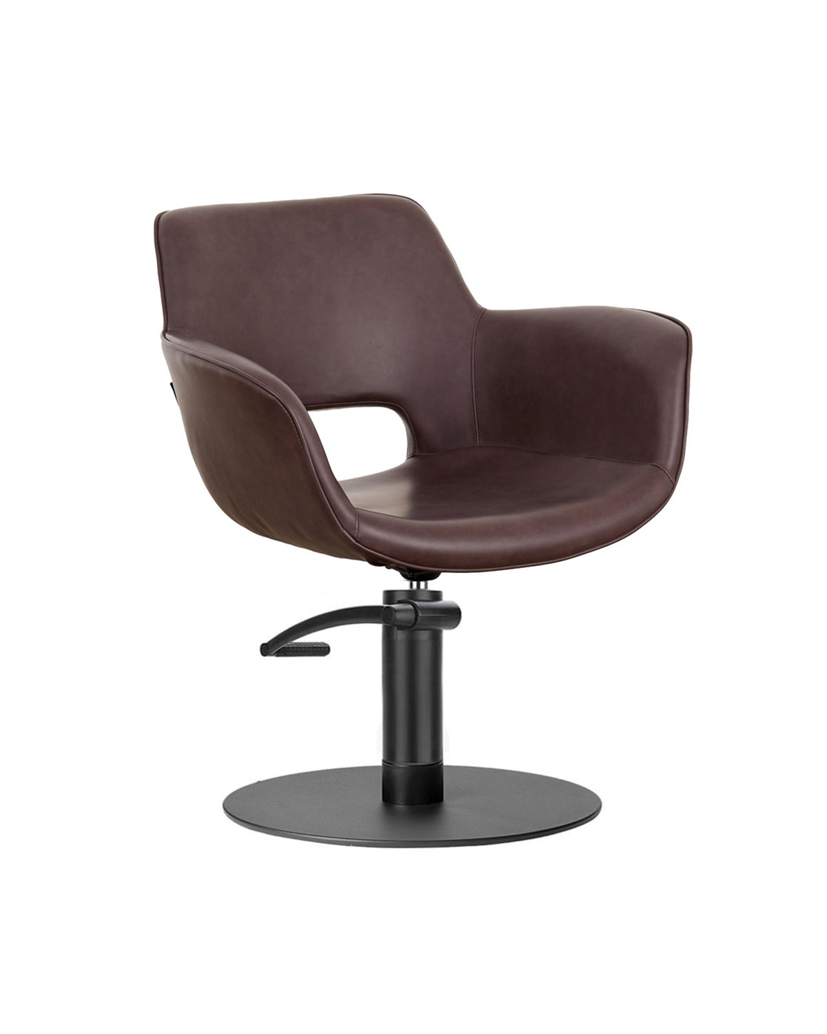 Milo Merlot - Fauteuil de coupe brun avec base ronde noire